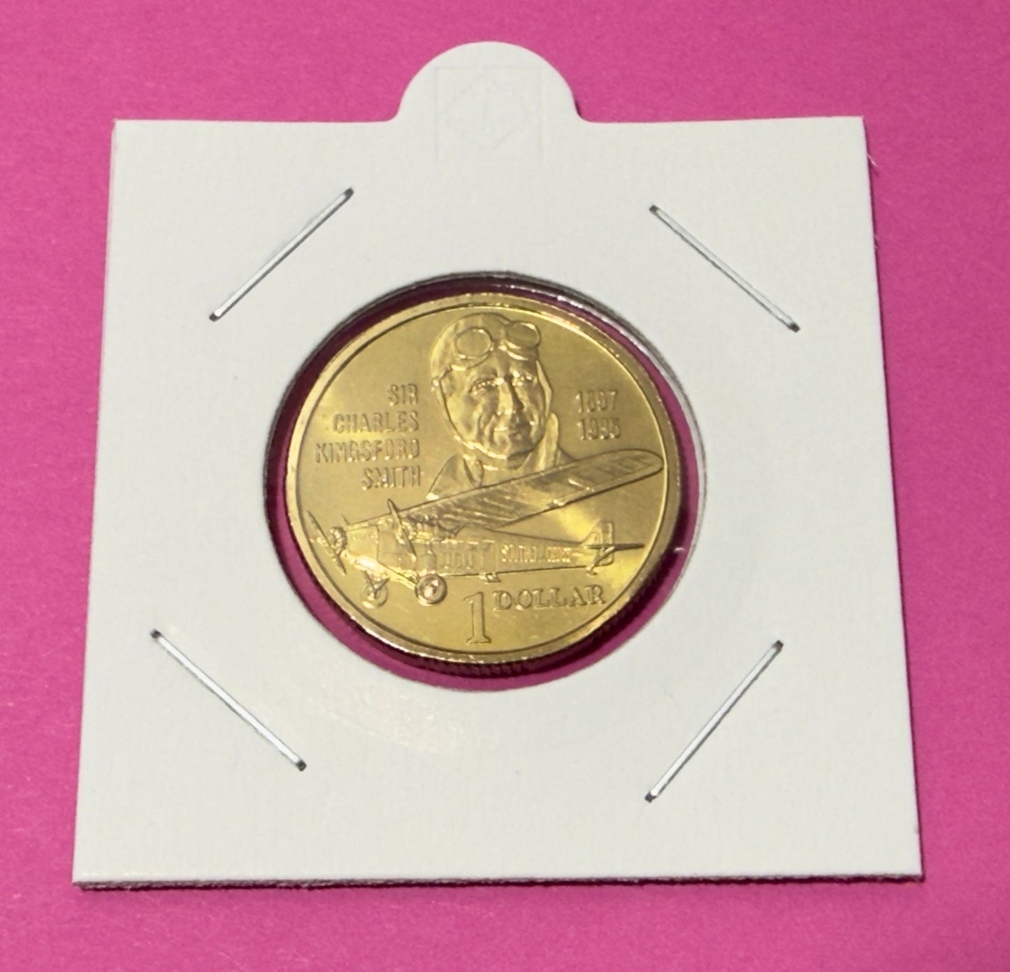 1997 $1 Sir Charles Kingsford Smith - Uncirculated - ex mint set coin - in 2x2
