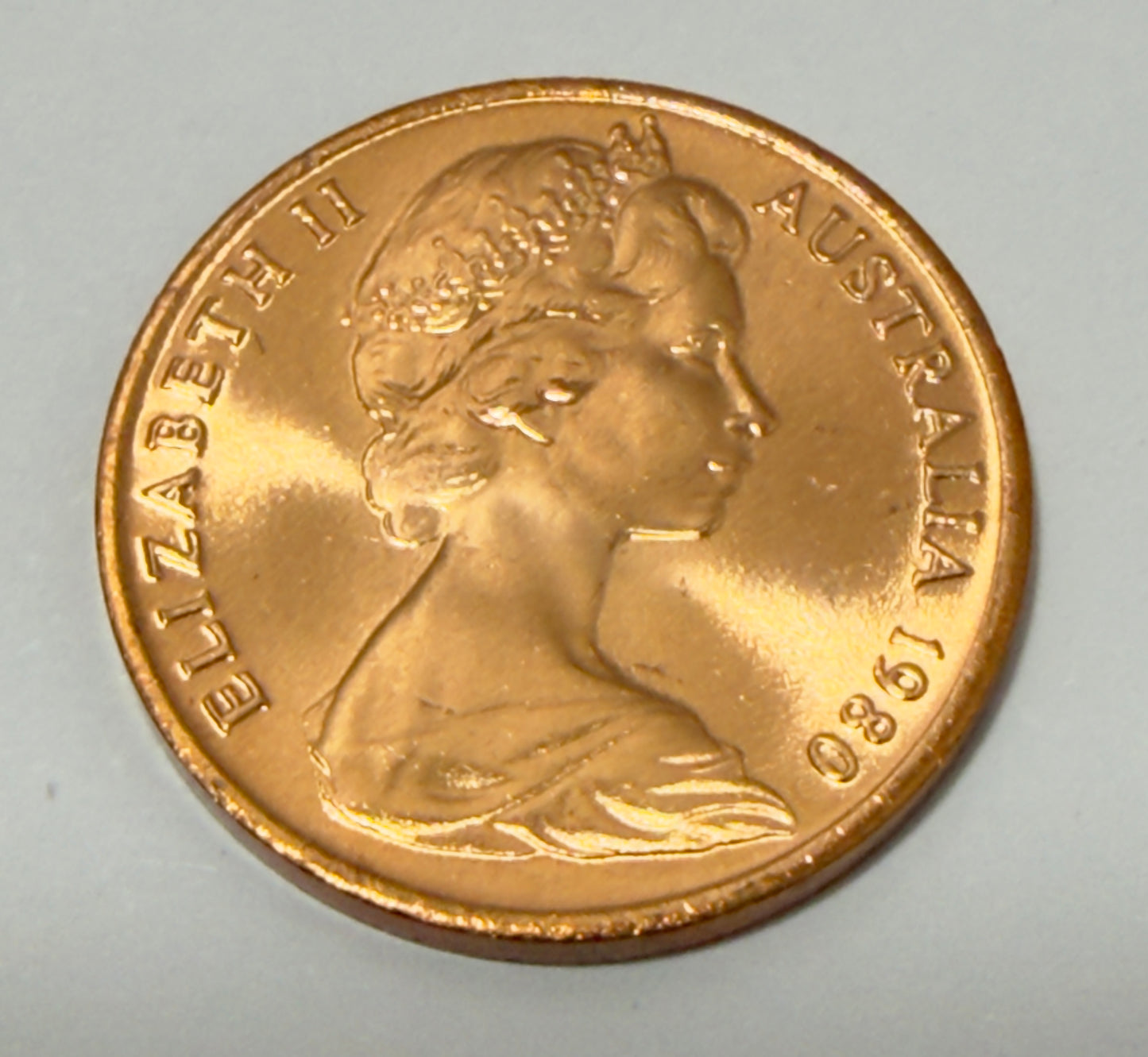 1980 1 Cent Coin - Uncirculated - ex Mint roll - One Cent - comes in 2x2