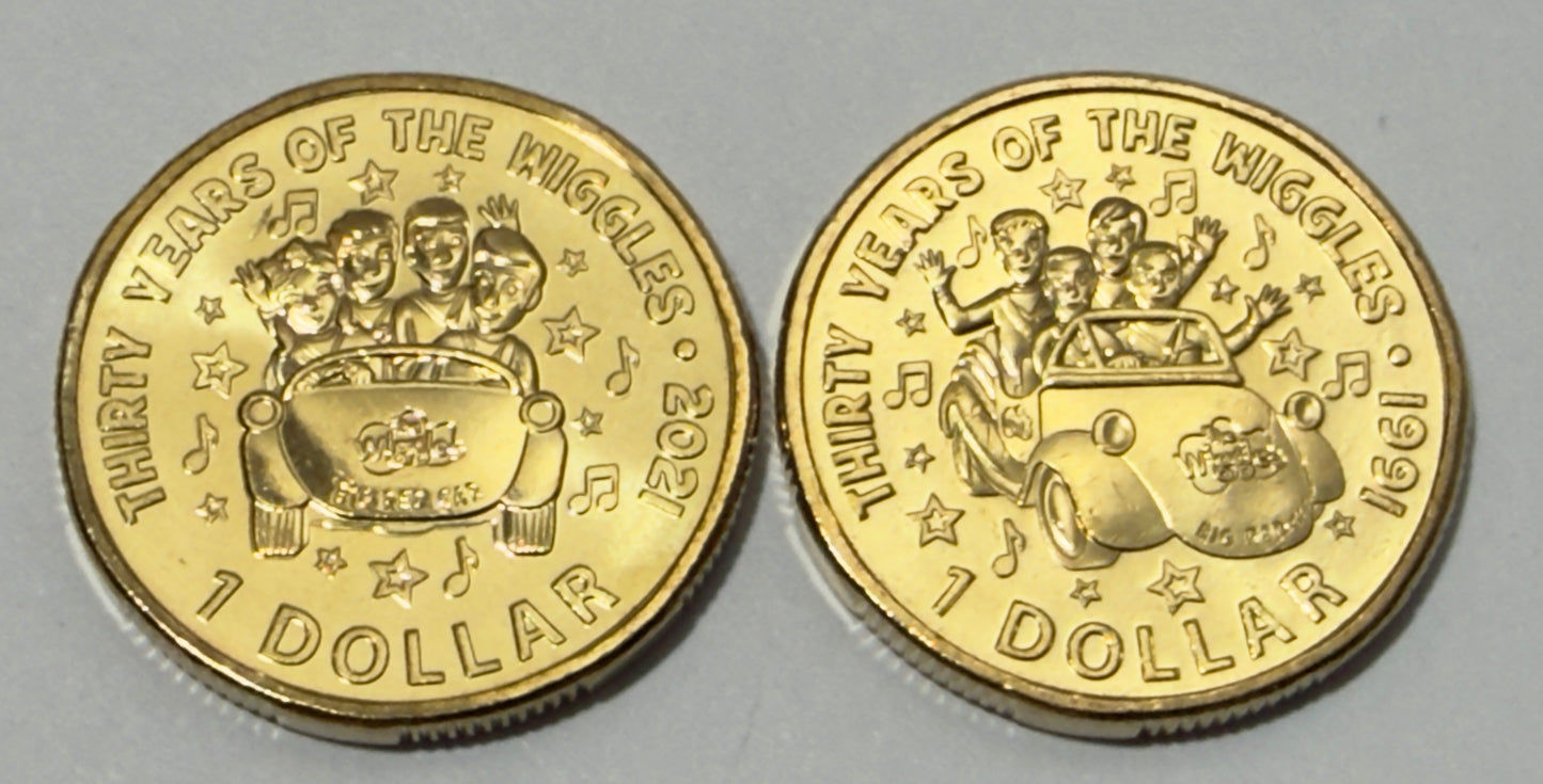 2021 $1 Wiggles Coins - Uncirculated - Set Of Two $1