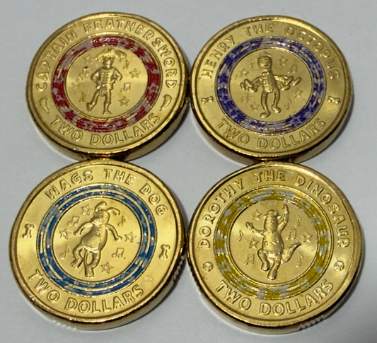 2021 x4 Wiggles $2 Coin - Uncirculated - Ex MINT SET - come in 2x2s