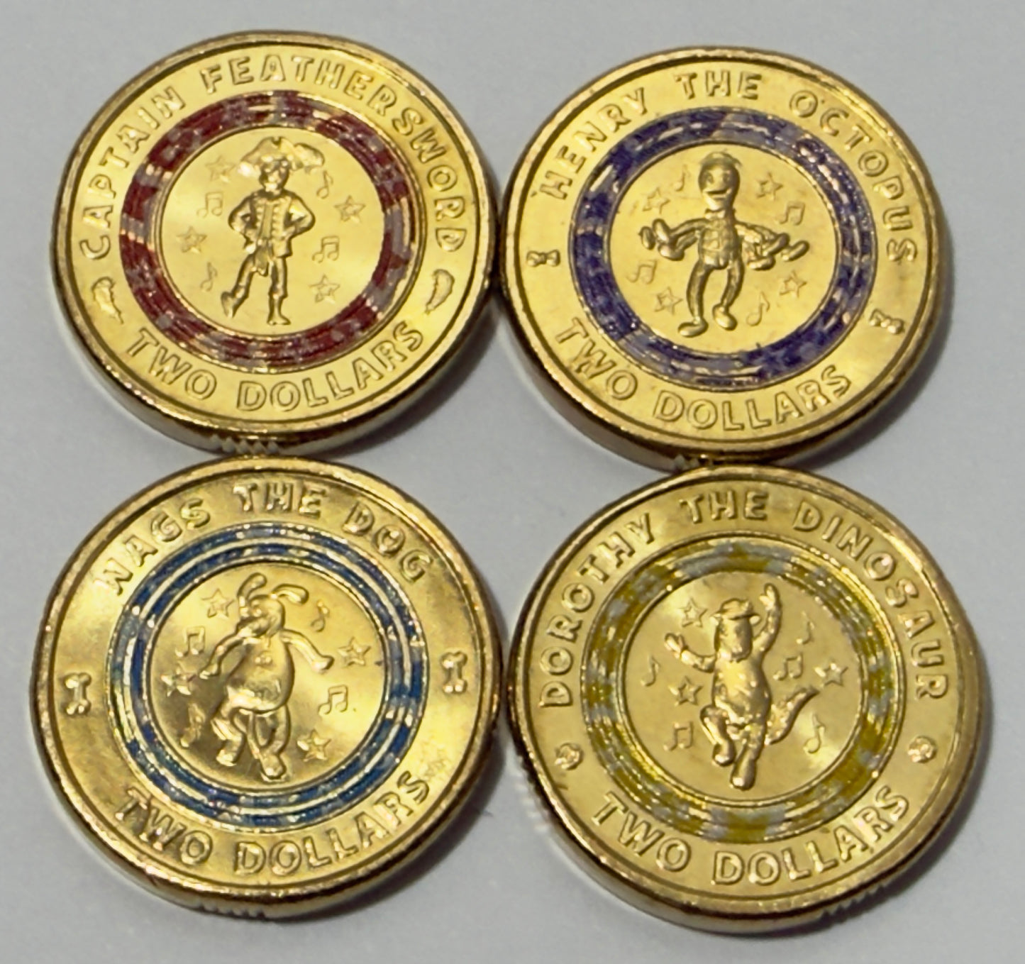 2021 x4 Wiggles $2 Coin - Uncirculated - Ex MINT SET - come in 2x2s
