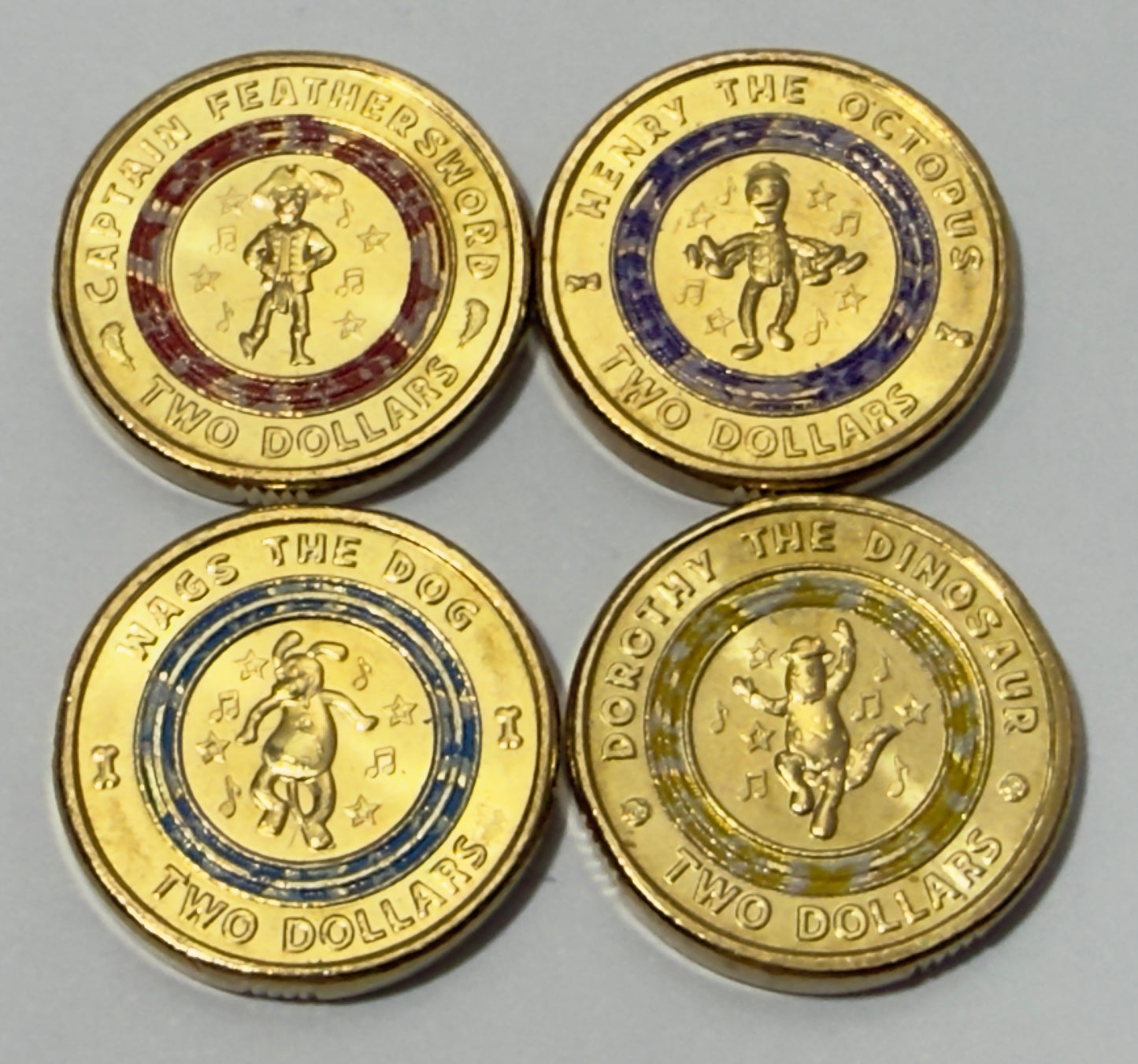 2021 x4 Wiggles $2 Coin - Uncirculated - Ex MINT SET - come in 2x2s