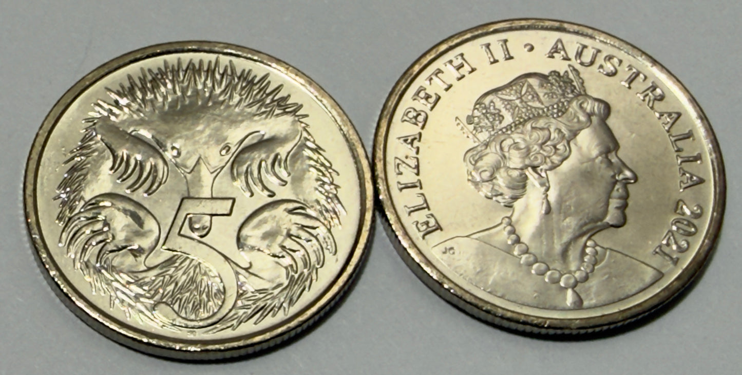 2021 5 Cent Coin - Uncirculated - Five Cent - JC Effigy - comes in 2x2