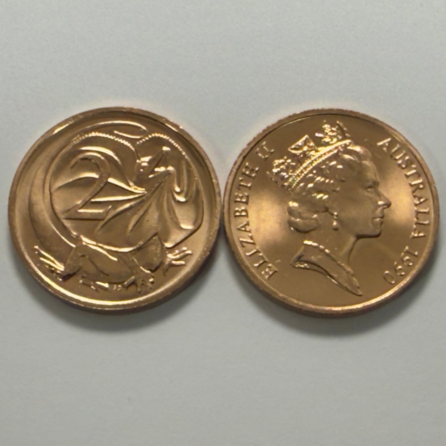1990 2 Cent Coin - Choice Uncirculated - Mint Set ONLY coin - comes in 2x2