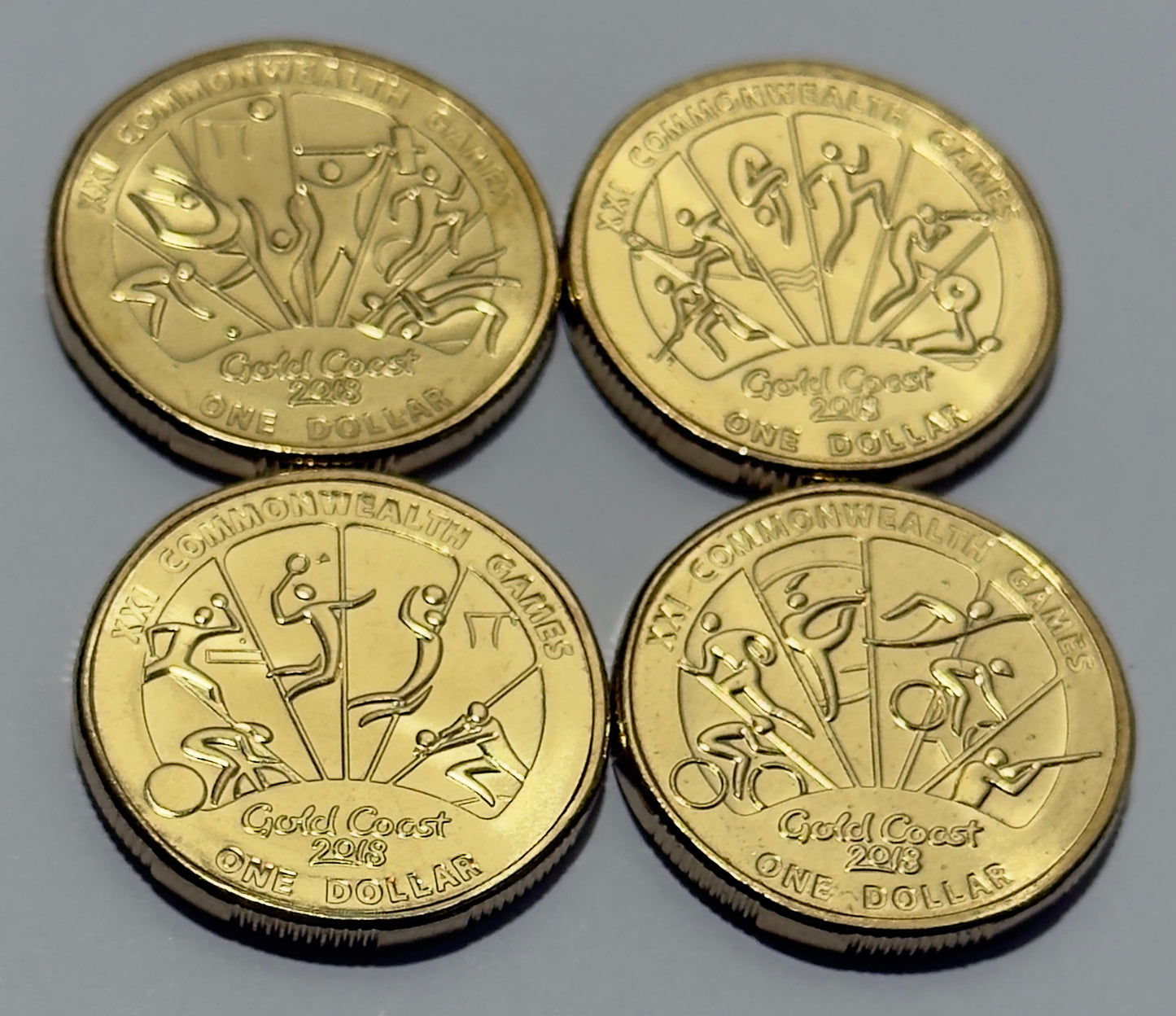 2018 $1 Commonwealth Games Set of 4 Coins - Uncirculated - come in 2x2s