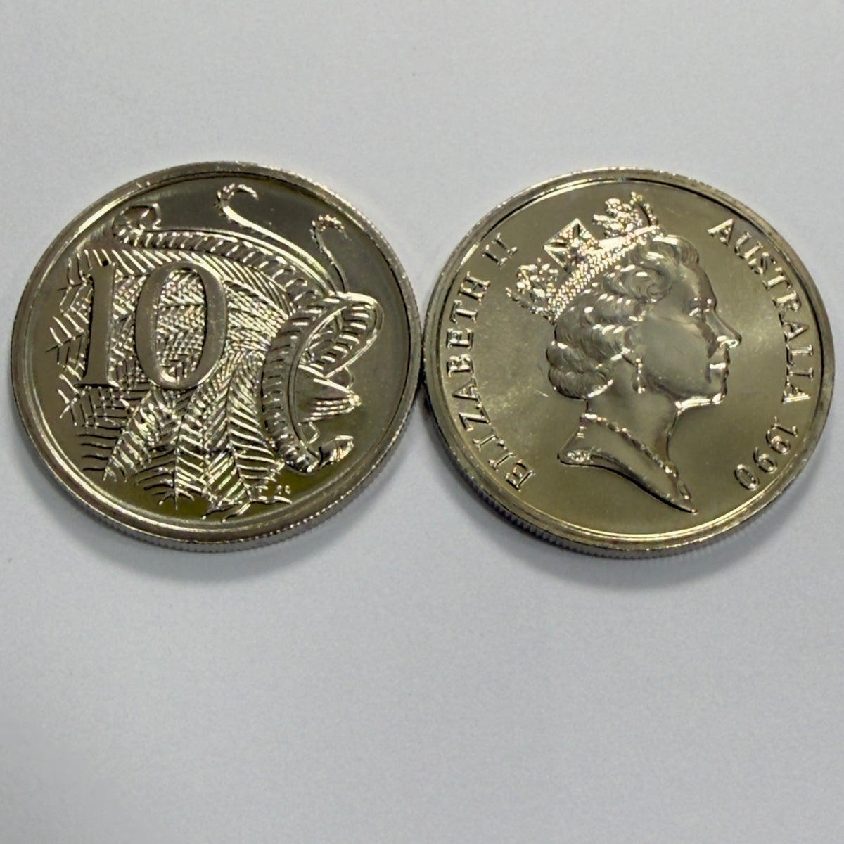 1990 10 Cent Coin - Choice Uncirculated - Ex MINT SET 10c Coin - comes in 2x2