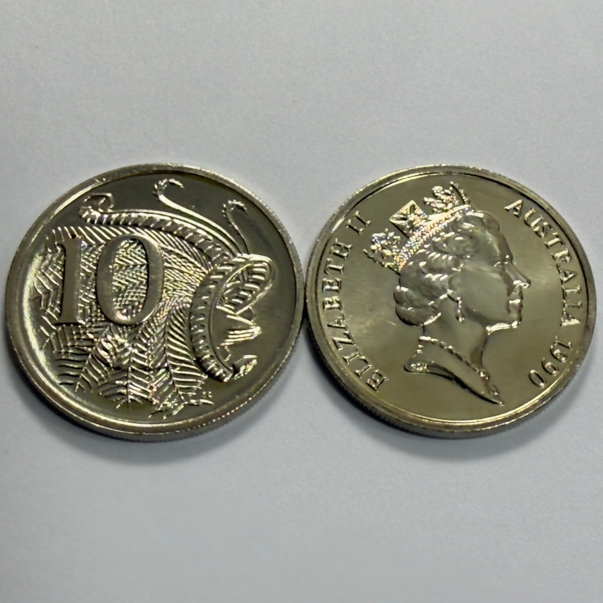 1990 10 Cent Coin - Choice Uncirculated - Ex MINT SET 10c Coin - comes in 2x2