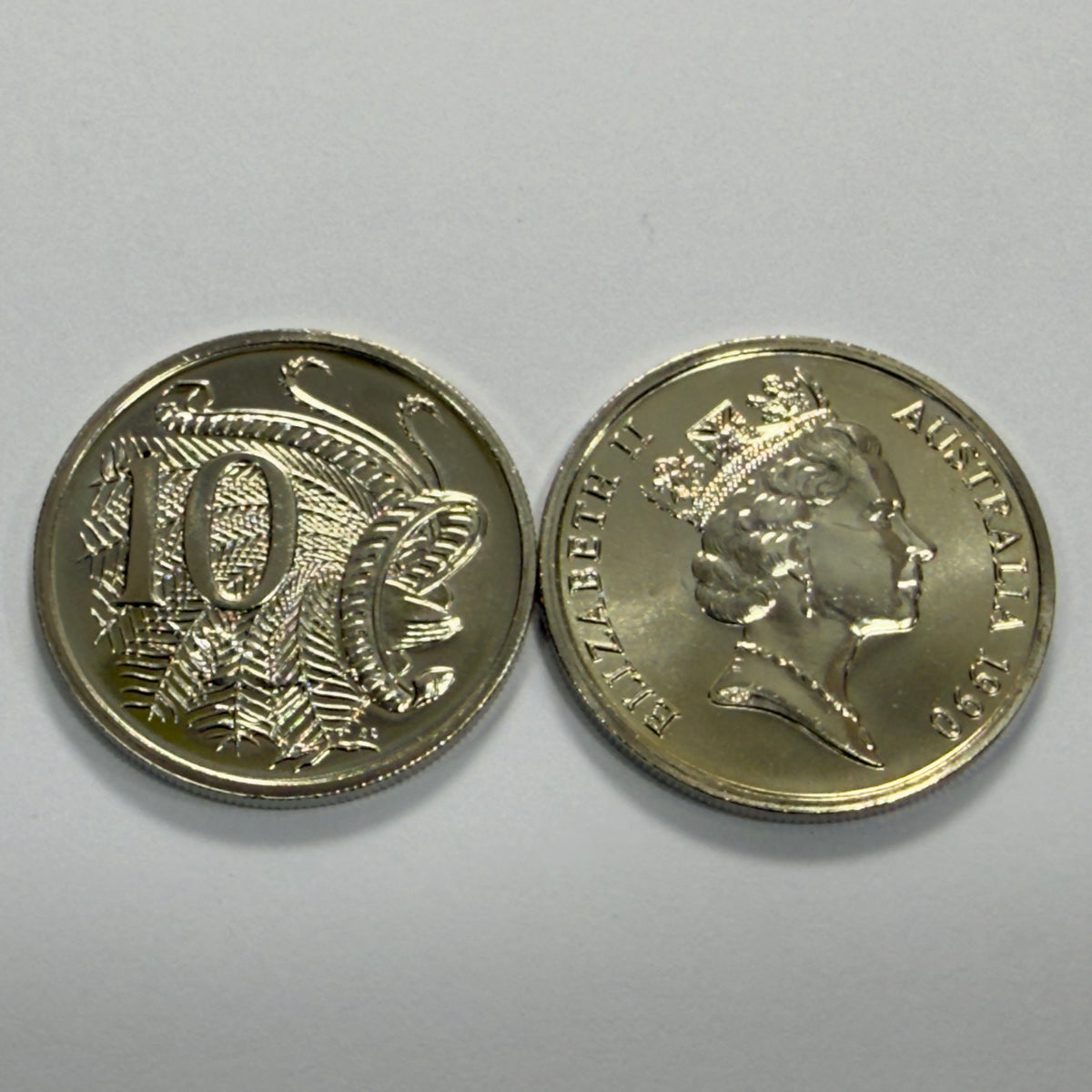 1990 10 Cent Coin - Choice Uncirculated - Ex MINT SET 10c Coin - comes in 2x2