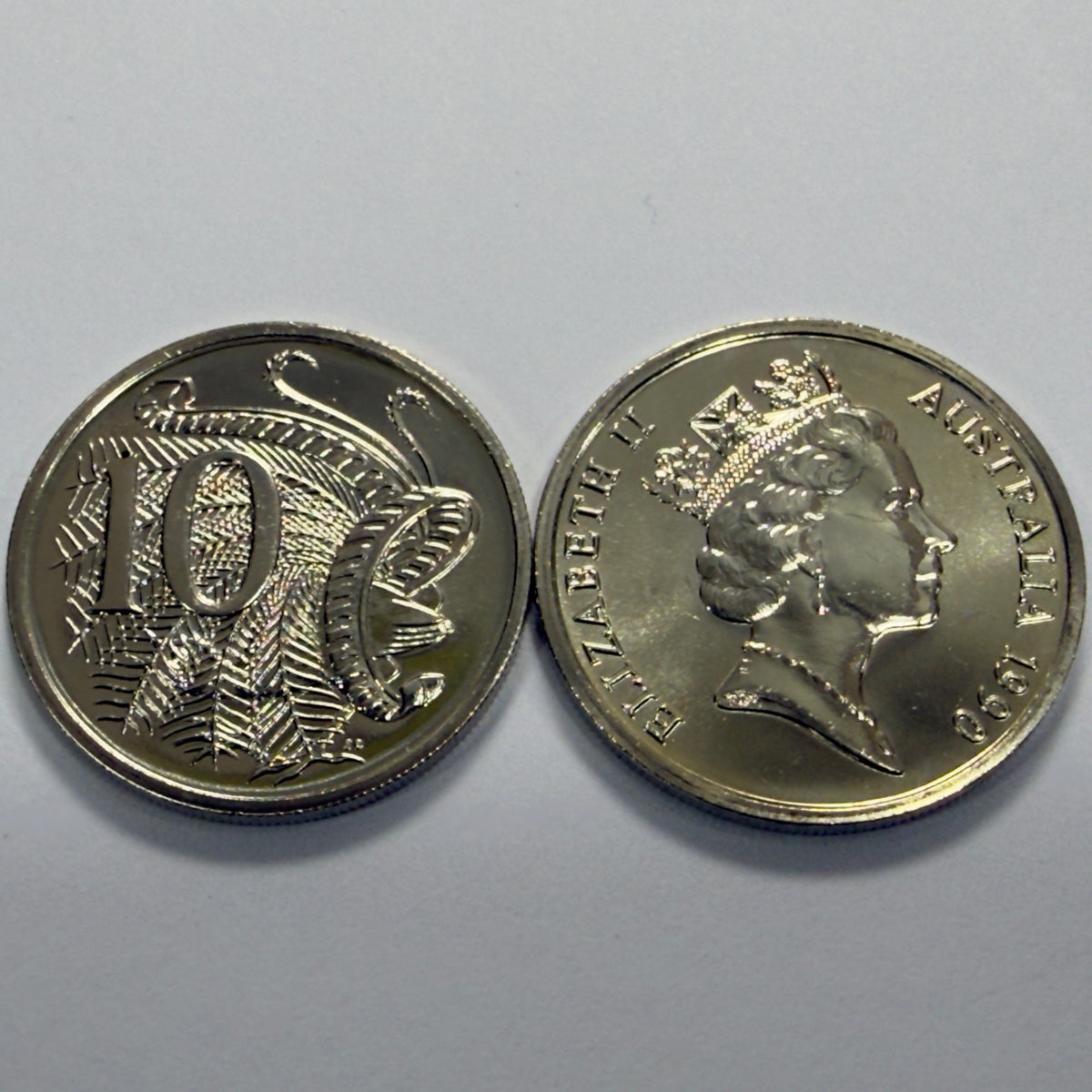 1990 10 Cent Coin - Choice Uncirculated - Ex MINT SET 10c Coin - comes in 2x2