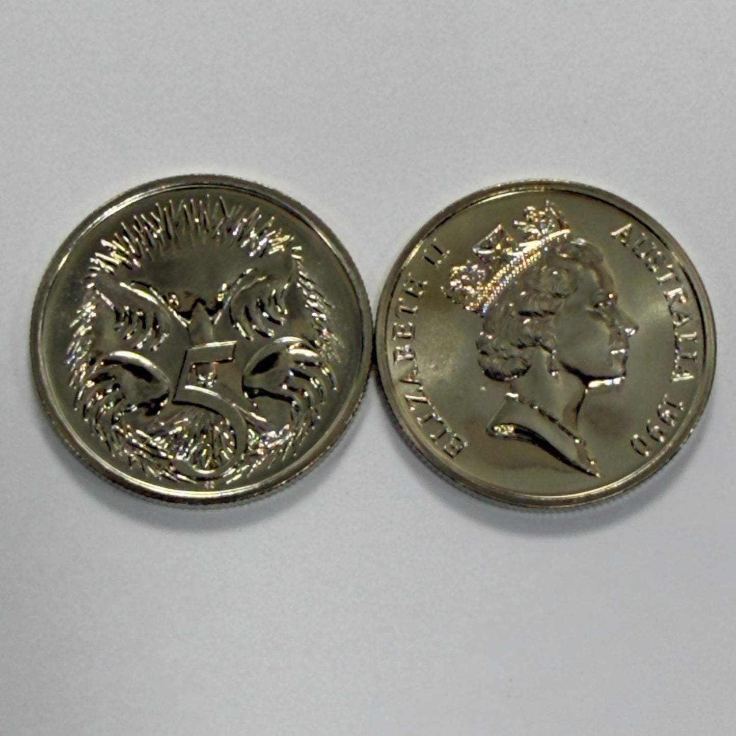 1990 5 Cent Coin - Choice Uncirculated - ex mint set - Five Cent 5c - comes in 2x2