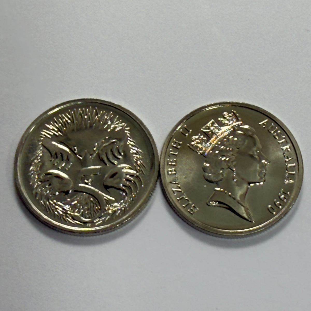 1990 5 Cent Coin - Choice Uncirculated - ex mint set - Five Cent 5c - comes in 2x2
