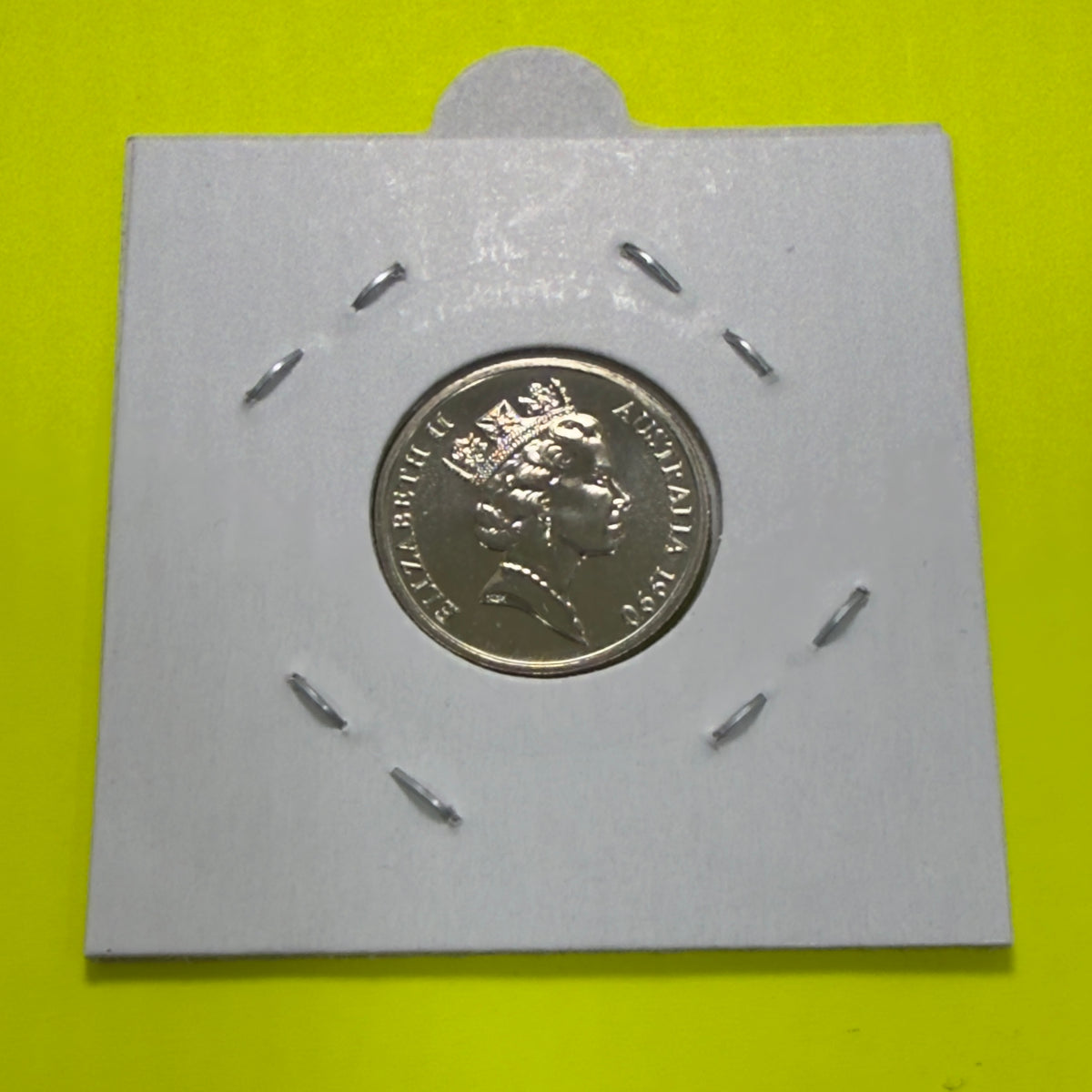 1990 5 Cent Coin - Choice Uncirculated - ex mint set - Five Cent 5c - comes in 2x2