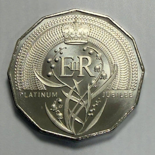 2022 50 Cent Platinum Jubilee Coin - Frosted Uncirculated - comes in 2x2