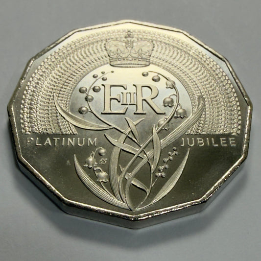 2022 50 Cent Platinum Jubilee Coin - Frosted Uncirculated - comes in 2x2