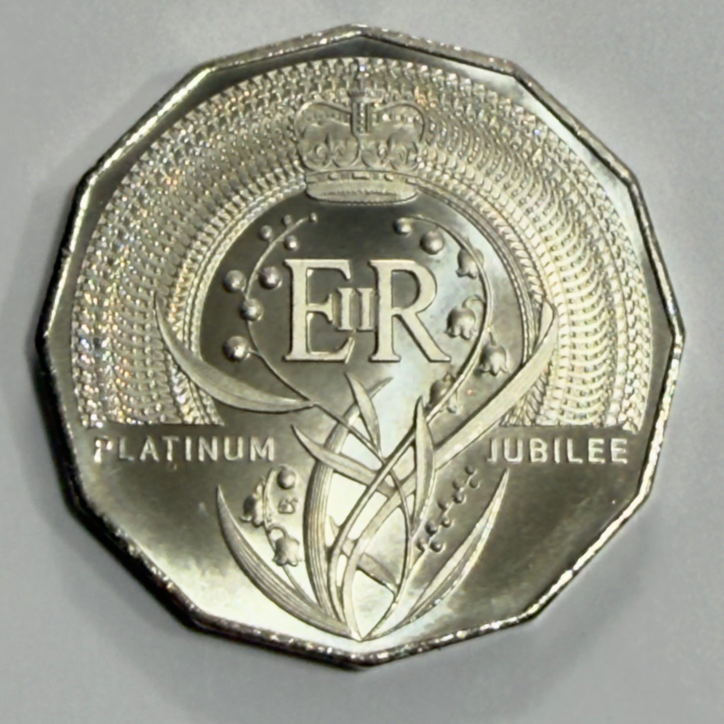 2022 50 Cent Platinum Jubilee Coin - Frosted Uncirculated - comes in 2x2