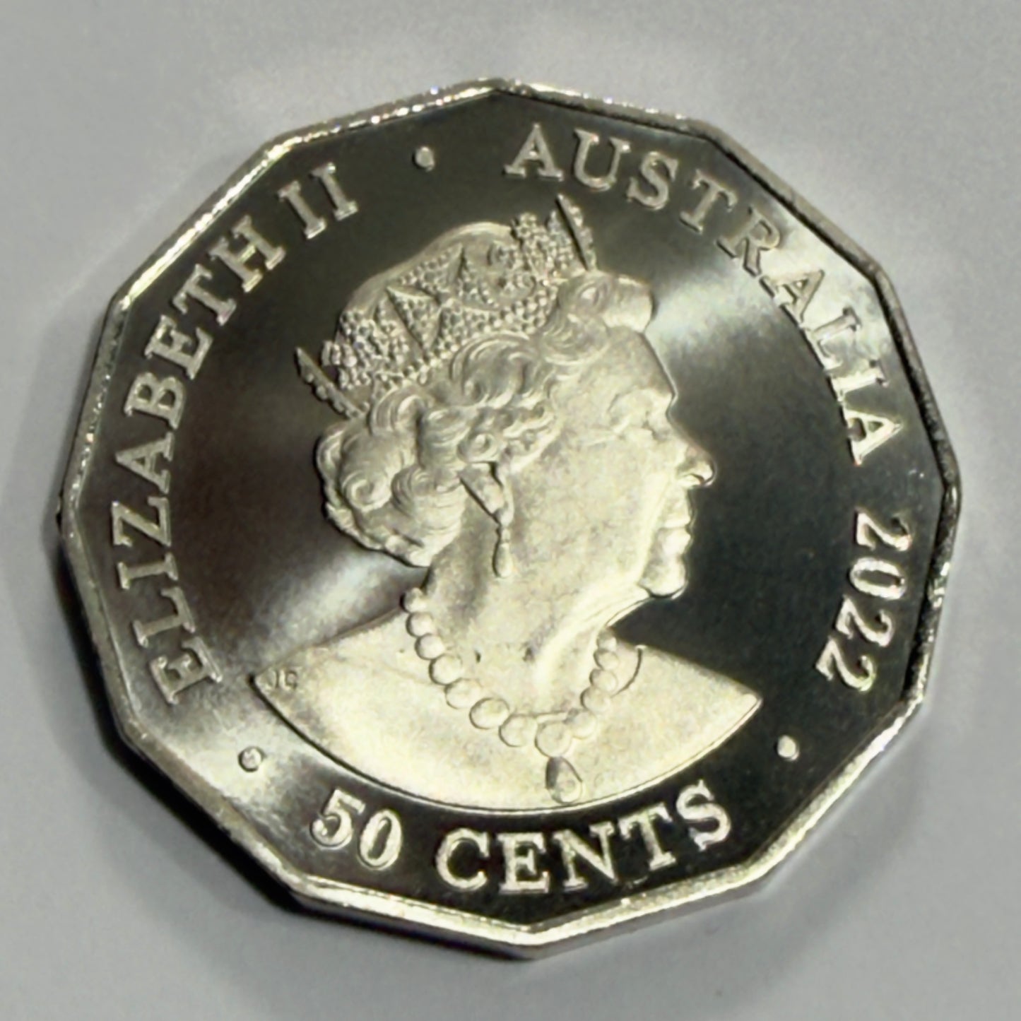 2022 50 Cent Platinum Jubilee Coin - Frosted Uncirculated - comes in 2x2