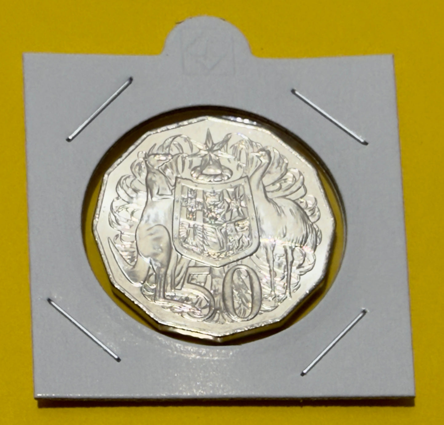 2025 50 Cent Coin - King Charles Coat of Arms - Uncirculated - comes in 2x2