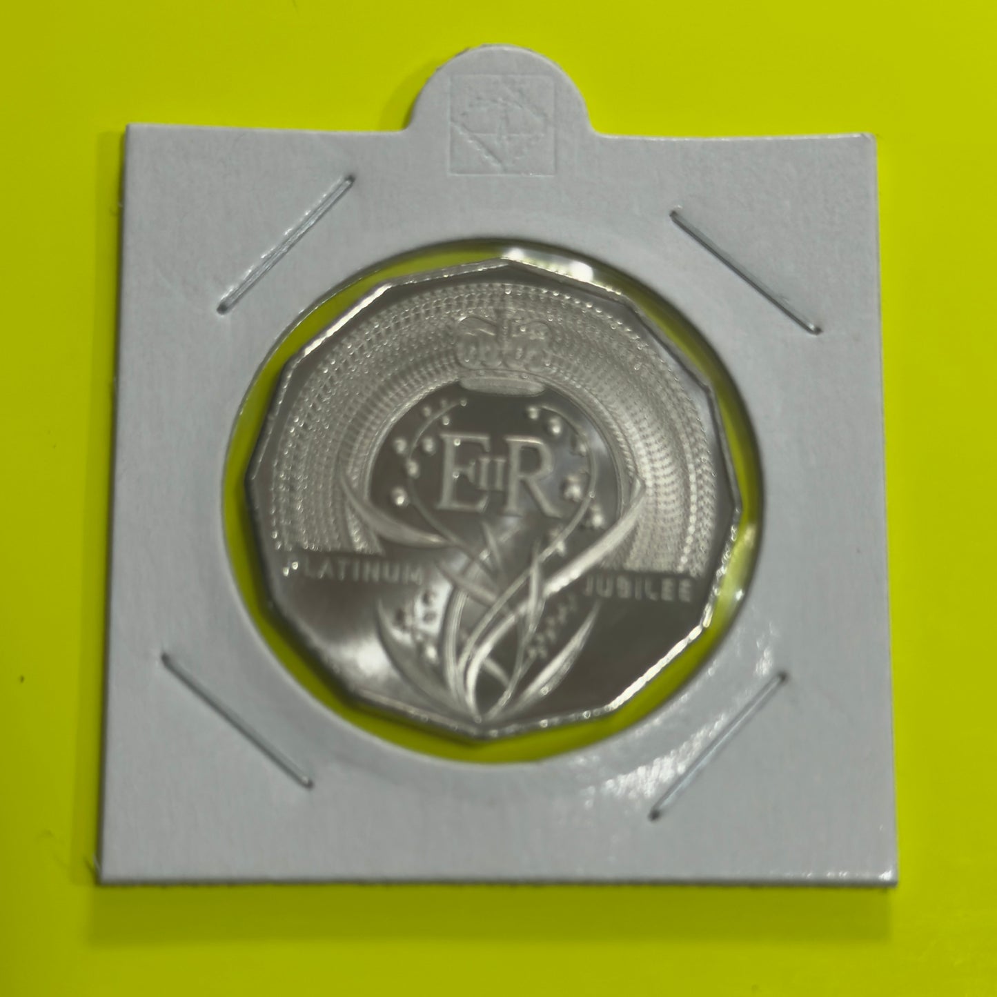 2022 50 Cent Platinum Jubilee Coin - Frosted Uncirculated - comes in 2x2