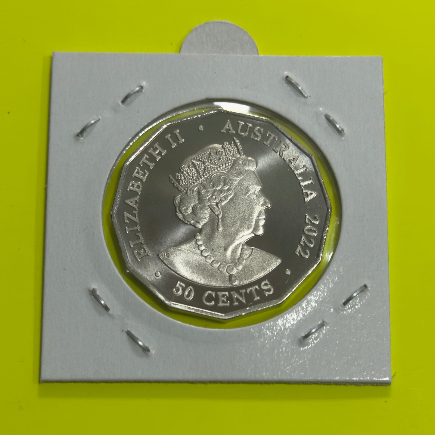 2022 50 Cent Platinum Jubilee Coin - Frosted Uncirculated - comes in 2x2