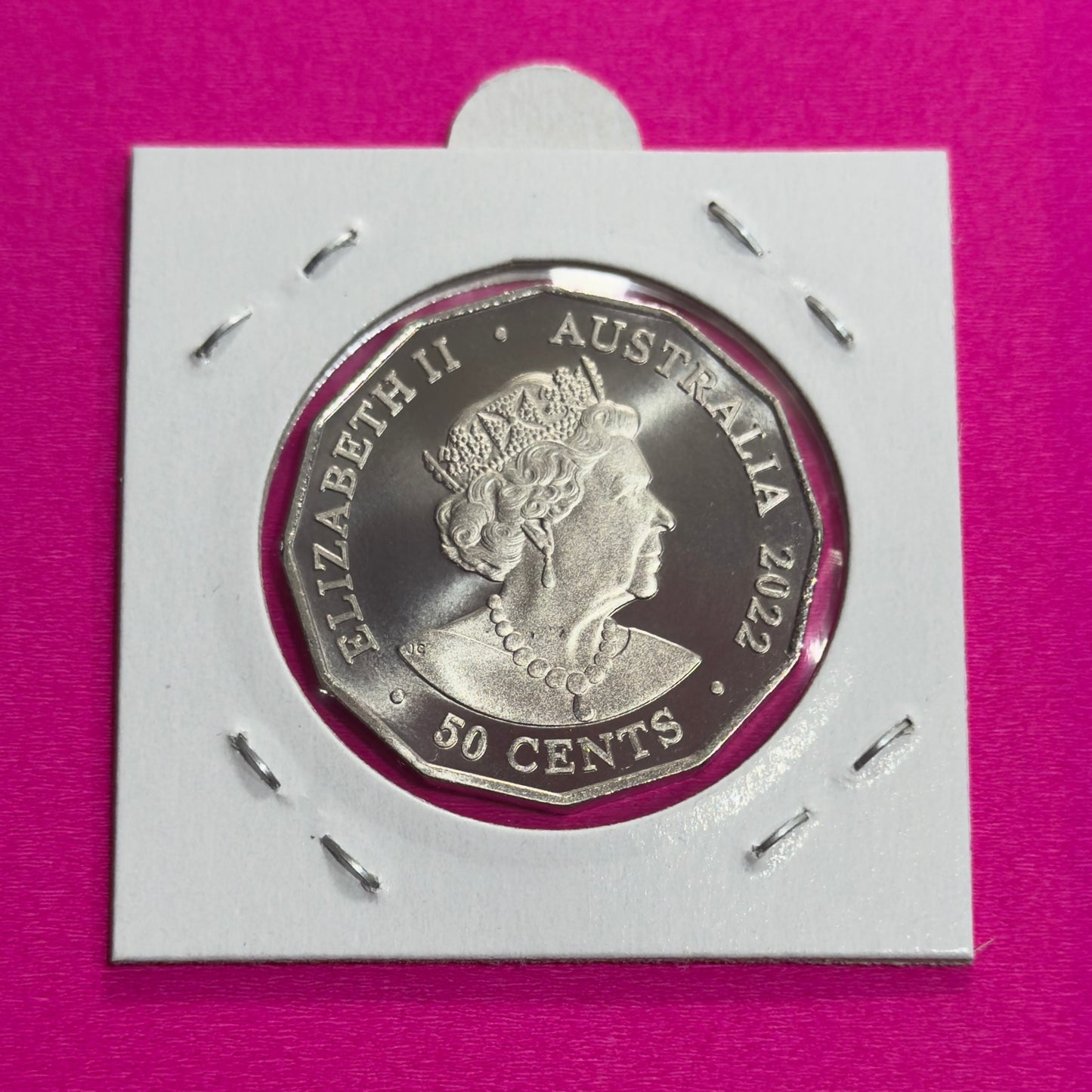 2022 50 Cent Platinum Jubilee Coin - Frosted Uncirculated - comes in 2x2