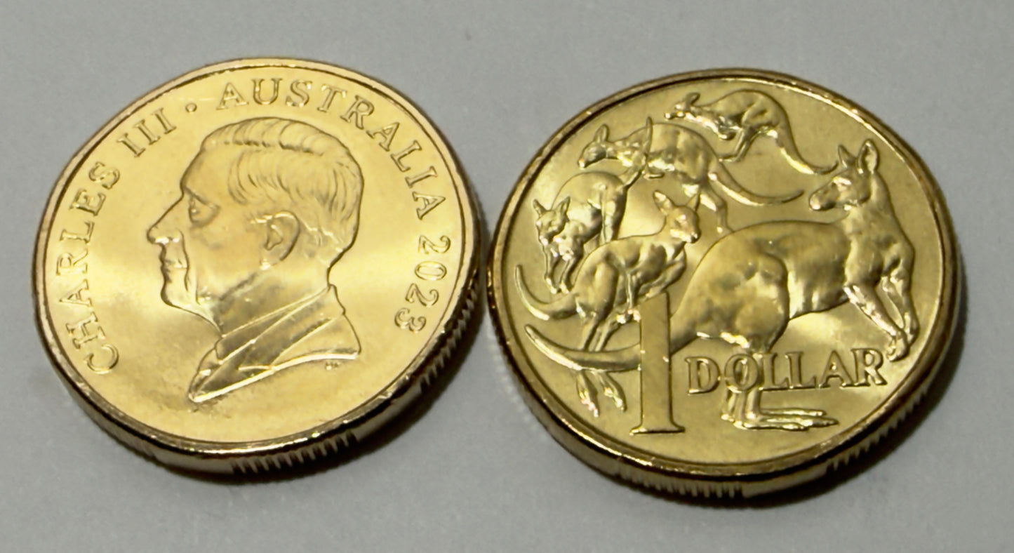 2023 One Dollar $1 coin KING CHARLES - Uncirculated - Mob Roos Australia ex Roll