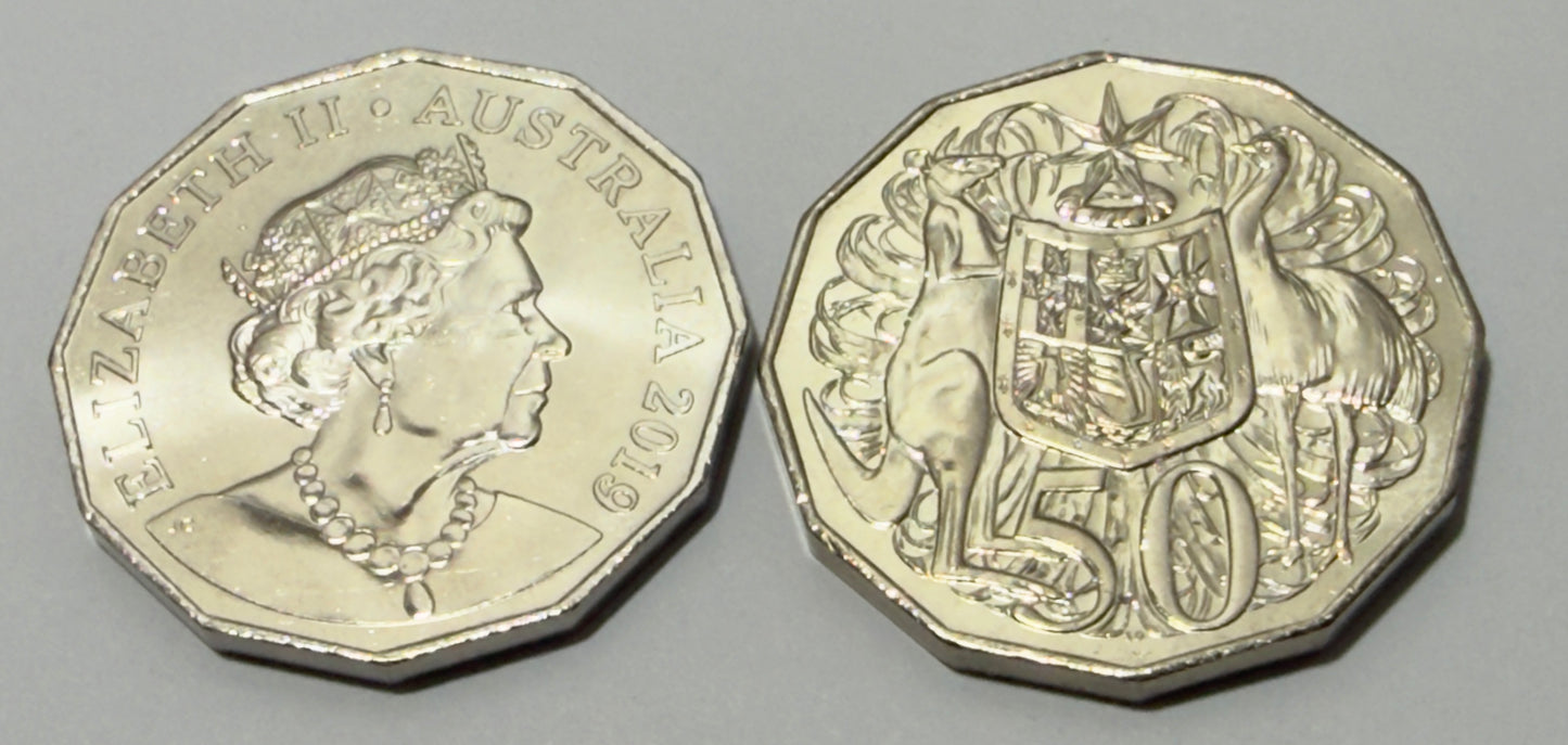 2019 50 Cent Coin - JC Effigy - Uncirculated - only 2m made - comes in 2x2