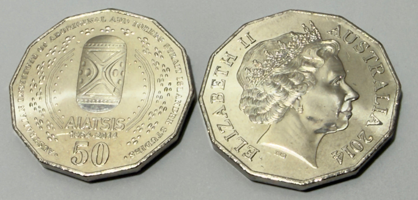 2014 AIATSIS 50 Cent Coin - Uncirculated - Fifty Cent Coin - comes in 2x2