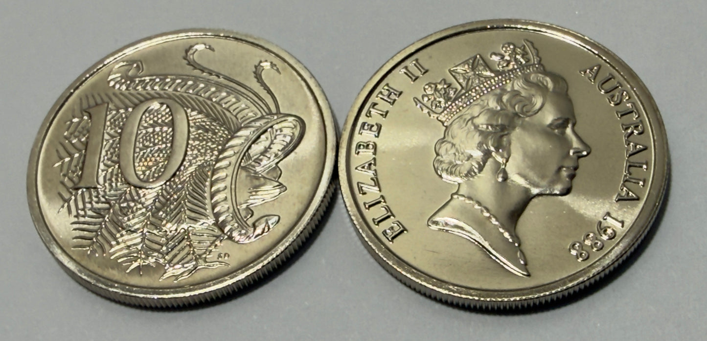 1988 10 Cent Coin - Choice Uncirculated - Ten Cent - ex mint set coin - in 2x2