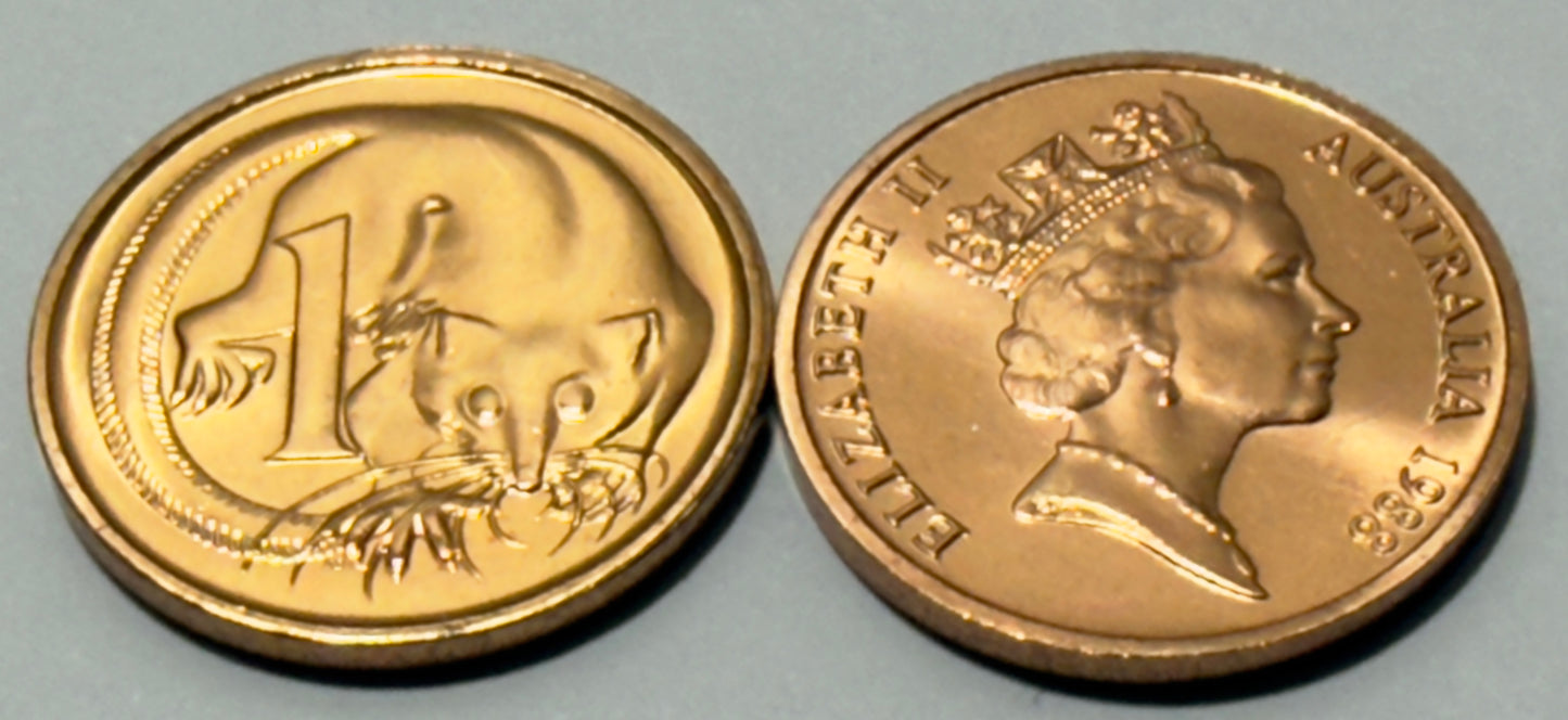 1988 1 Cent Coin - Choice Uncirculated - One Cent - ex mint set coin -in 2x2