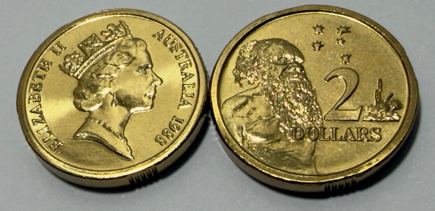 1988 $2 Coin - Choice Uncirculated - HH Horst Hahne - ex mint set - in 2x2