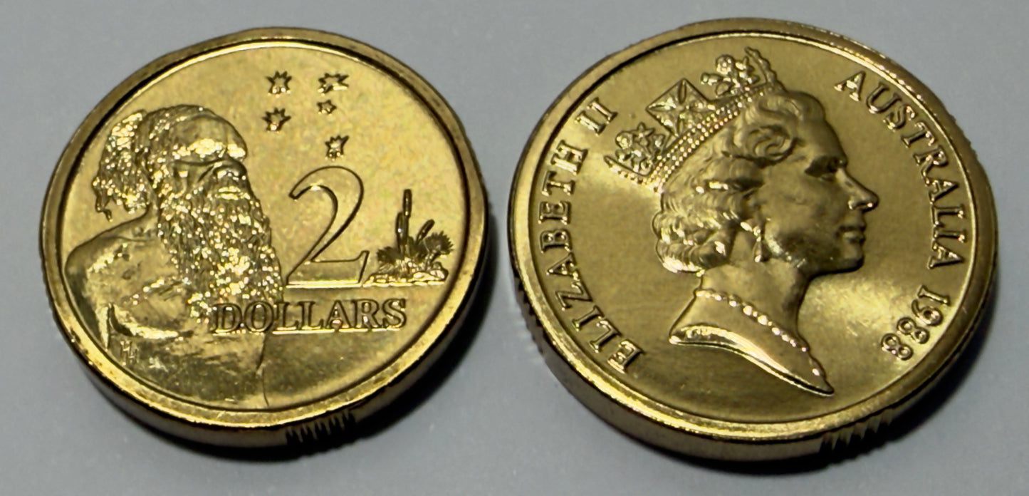 1988 $2 Coin - Choice Uncirculated - HH Horst Hahne - ex mint set - in 2x2