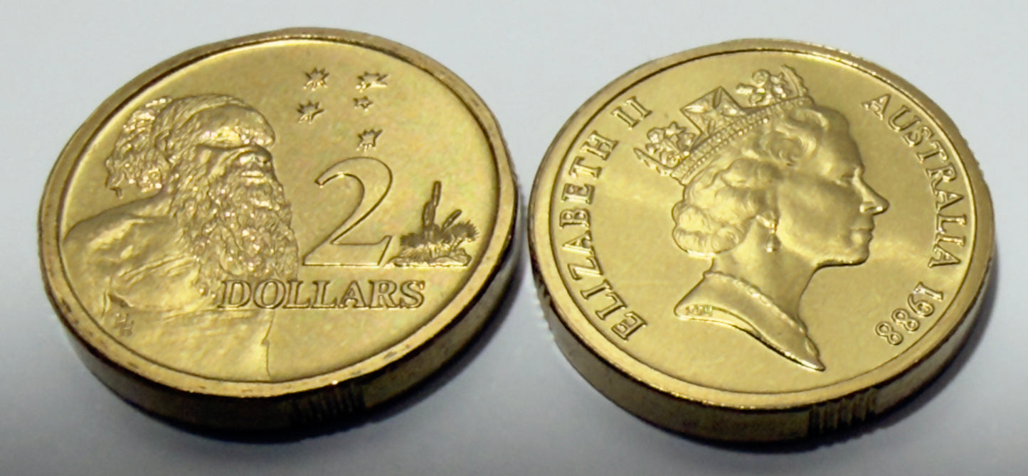 1988 $2 Coin - Choice Uncirculated - HH Horst Hahne - ex mint set - in 2x2