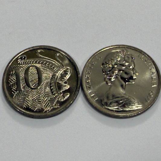 1977 10 Cent Coin - Uncirculated - Ten Cent 10c - ex RAM Roll - comes in 2x2