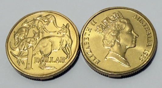 1989 $1 Coin - Mob Of Roos - Uncirculated - mint set ONLY - One Dollar - in 2x2