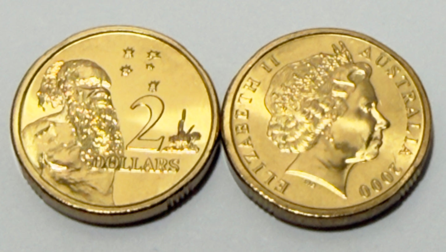 2000 Two Dollar Coin - Elder $2 - Choice Uncirculated - ex mint set - in 2x2