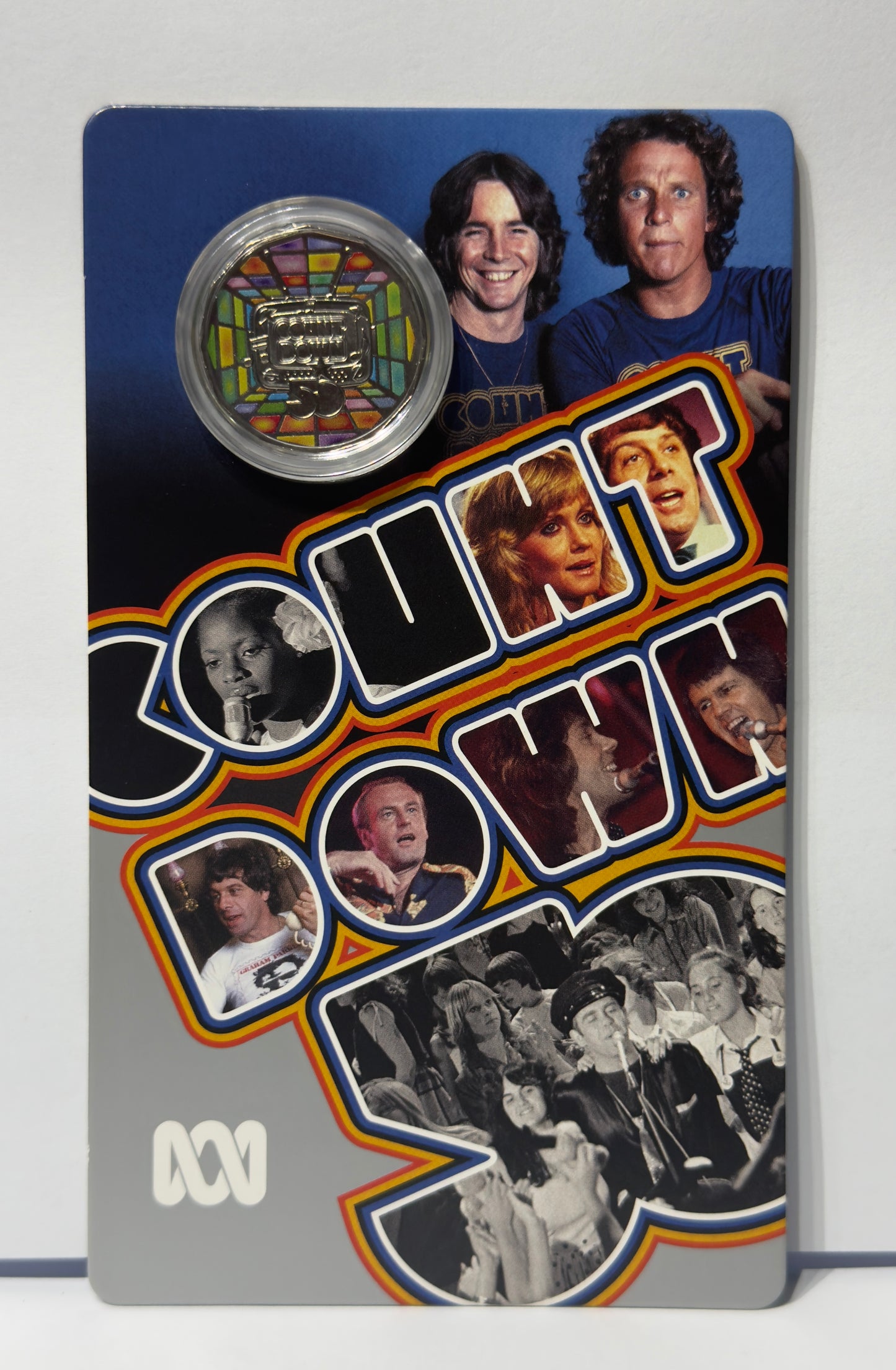2024 50 Cent Coloured Coin On Card 50th Anniversary Of Countdown