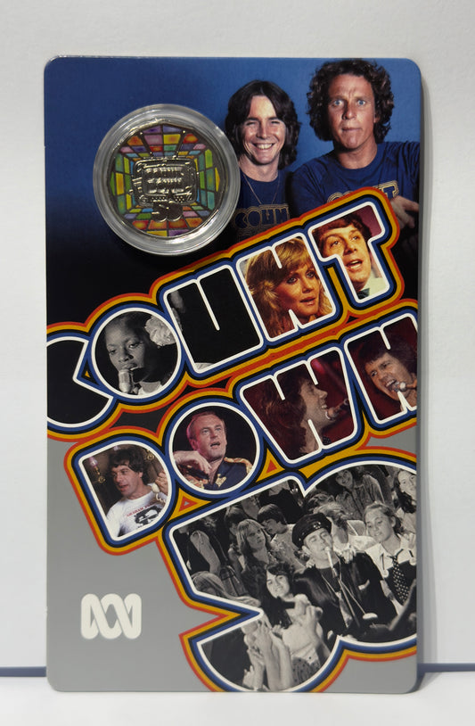 2024 50 Cent Coloured Coin On Card 50th Anniversary Of Countdown