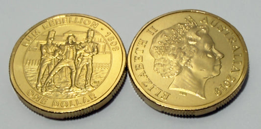 2019 The Rum Rebellion $1 Coin - Uncirculated - Ex Security Bag comes in 2x2