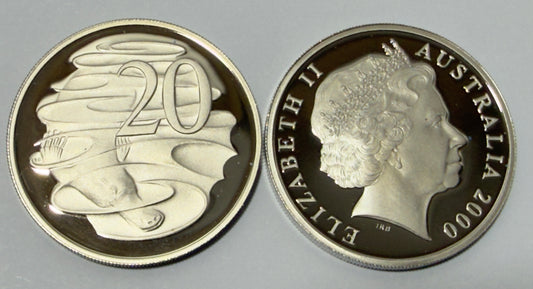 2000 20 Cent Proof Coin - Twenty Cent - comes in 2x2