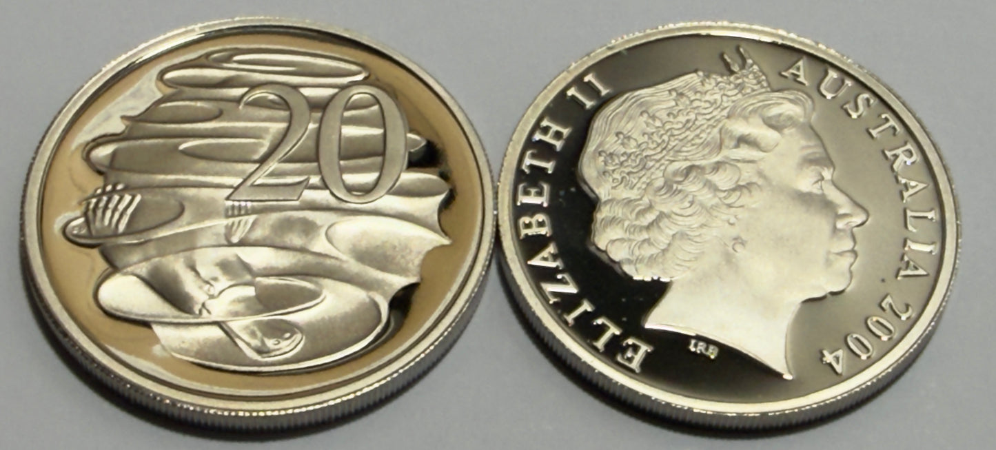 2004 20 Cent Proof Coin - comes in 2x2