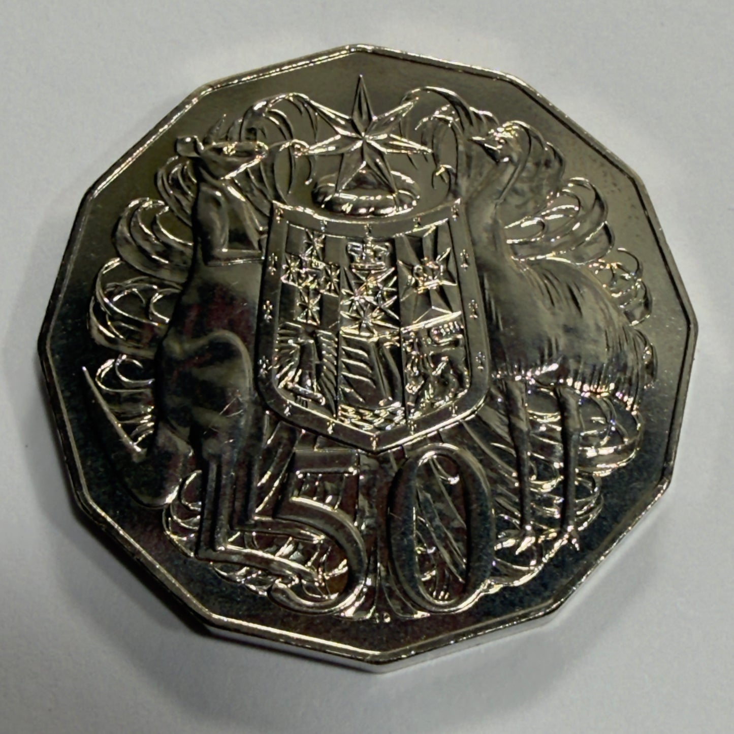 2005 50 Cent Coin - Uncirculated - Coat Of Arms - Low 30k Mintage - In 2x2
