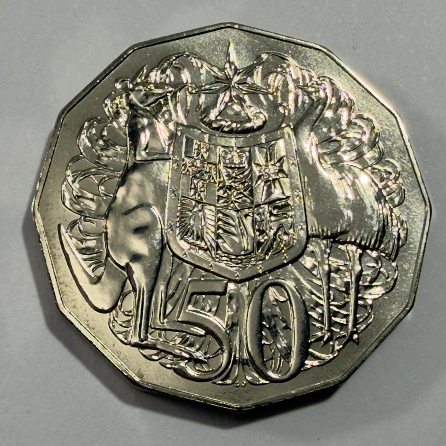 2005 50 Cent Coin - Uncirculated - Coat Of Arms - Low 30k Mintage - In 2x2