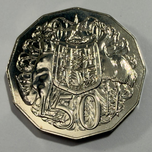 2005 50 Cent Coin - Uncirculated - Coat Of Arms - Low 30k Mintage - In 2x2