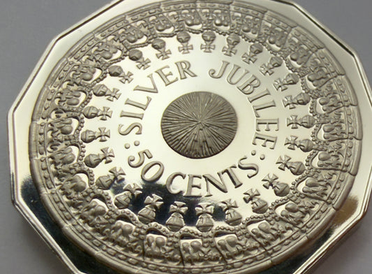 1977 50 Cent Proof Coin - Silver Jubilee Fifty Cent Proof - comes in 2x2
