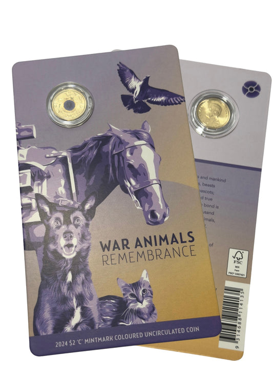 2024 $2 Purple Poppy C Mint - War Animals Remembrance Coin - Two Dollar