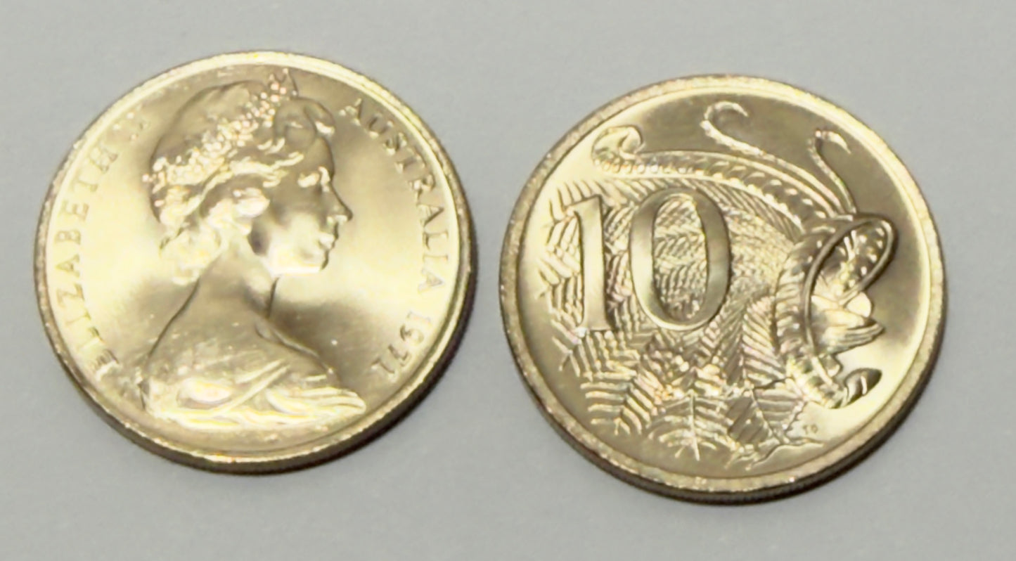 1971 10 Cent Coin - Uncirculated Ex RAM Roll - Beautiful Luster