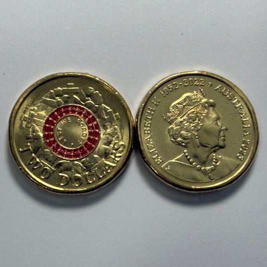 2023 $2 Coin - Lest We Forget- Uncirculated   - LWF Red War Graves - in 2x2