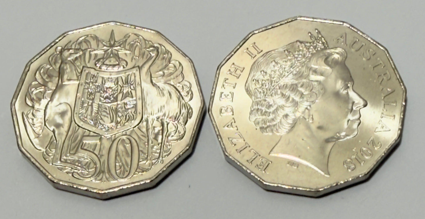 2018 50 Cent Coin - Uncirculated - Coat Of Arms - Comes In 2x2