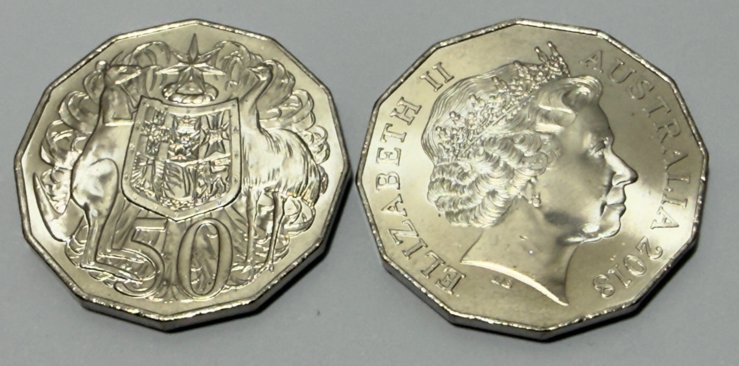 2018 50 Cent Coin - Uncirculated - Coat Of Arms - Comes In 2x2