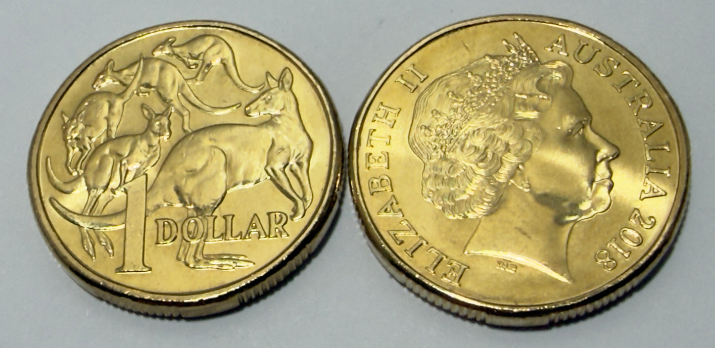 2018 $1 Mob of Roos Coin - One Dollar - Uncirculated - comes in 2x2